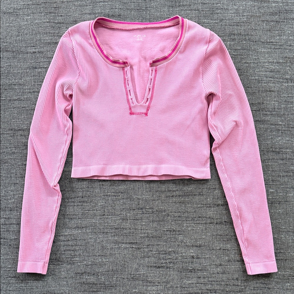 Urban Outfitters Pink Long Sleeve Crop Top